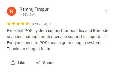 POS machine customer's google review